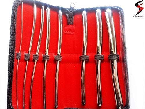 SS Hegar Sounds Dilatator Urethral Chirurgische Gyne Diagnosegerät Set Harnröhren Dilator Set | 8 Hegar Stifte mit Doppelenden 1mm bis 16mm | Elegant und diskret im schwarzen Etui