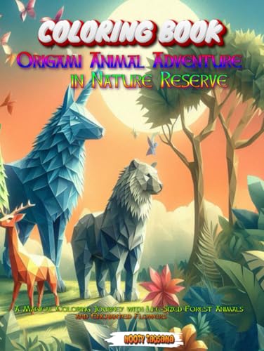 Origami Animal Adventure in Nature Reserve: A Magical Coloring Journey with Life-Sized Forest Animals and Enchanted Flowers