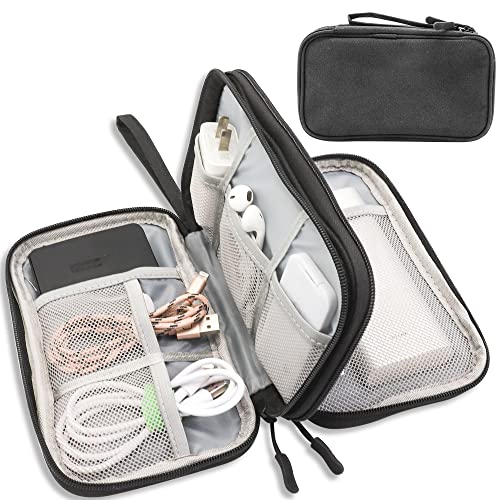 Teskyer Kabeltasche Organizer, Wasserdichte, Urlaub Must Haves, Multifunktional Reise Zubehör, Travel Essentials, für Ladegerät, Powerbank, Schwarz