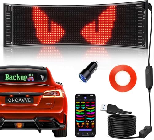 Qnoavve Led Anzeige Programmierbar, 37x9cm LED Schild mit Bluetooth-App-Steuerung flexibles USB 5V LED Anzeigetafel Personalisiert Leuchtschild FüR Auto, LKW, Geschäft, Bar, Hotel, Werbung