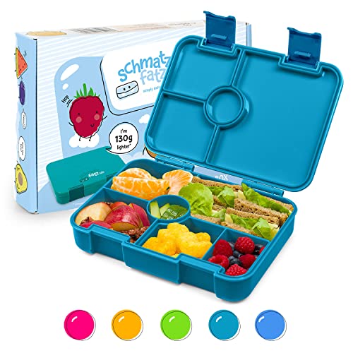 schmatzfatz Brotdose Kinder mit Fächern, BPA Frei Lunchbox Kinder, Bento Box Kinder, Brotbox für Mädchen & Jungen, Snackbox, Perfekt für Schule, Kindergarten & Ausflüge (Petrol)