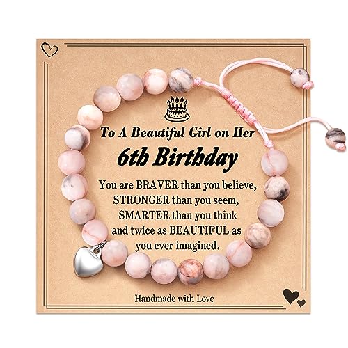 POWWA Geschenk Mädchen 6 Jahre, Geschenk 6 Jahre Mädchen Geburtstag Armband Mädchen für 6 Jährige Mädchen Personalisiert Girl Birthday Gift Ideas 6 Year Old Girl Birthday Gift Ideas