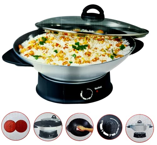 Tefal Wok mit Glasdeckel 1200W WO 3000 SI