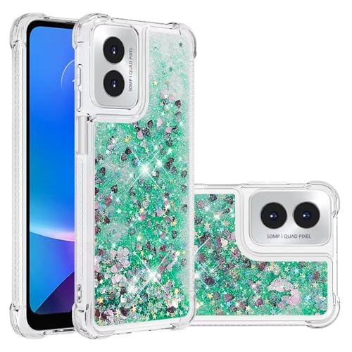 Nadoli Glitzer Treibsand Hülle für Motorola Moto G Play 4G 2024,Silikon Stoßfest Handyhülle Transparent TPU Bumper Schutzhülle Flüssig Durchsichtig Quicksand Case