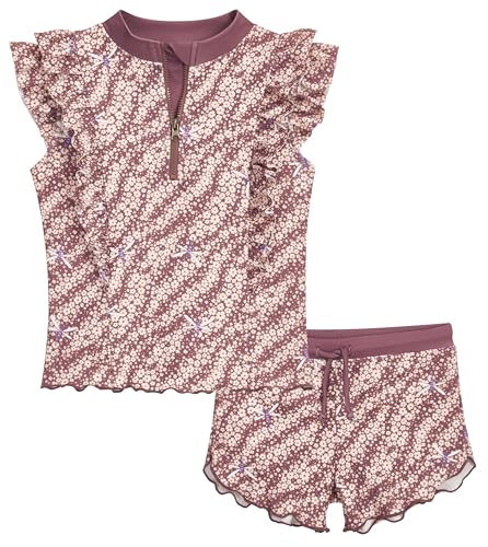 Playshoes Mädchen Zweiteiler Schwimmshirt-Set, Blümchen Lila, 98-104