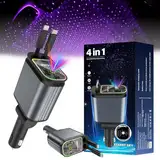 Sternenhimmel Auto Ladegerät 4 in 1 Autoladegerät Sternenhimmel Projektor Auto Handy Ladegerät Einziehbares Auto Ladegerät USB C Schnellladegerät Auto Zubehör (Lila)