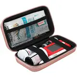 BOVKE Diabetes Supplies Case, Diabetes Reisetasche für Testkit, Blutzuckermessgeräte, Teststreifen, Medikamente, Lanzetten, Nadeln, Spritzen und andere Diabetes Supplies, Roségold