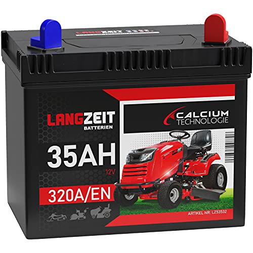 Langzeit Rasentraktor Batterie 12V 35Ah Starterbatterie Aufsitzmäher Rasenmäher Plus Pol RECHTS statt 26Ah 30Ah 32Ah