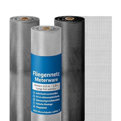 ONPIRA® Fliegennetz Meterware Aluminium 120 cm – Rostfrei & Katzensicher – Insektenschutz-Mückenschutz für Fenster & Türen – Reißfestes Aluminiumgitter in Silber – Zuschneidbar & wetterfest
