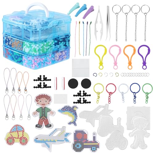 12000 Stück Bügelperlen Set,24 Farben Steckperlen mit Aufbewahrungsbox,BüGelperlen Platten,Benutzerführung,für Kinder DIY SchmuckDesign,es ist gute Wahl für Handgefertigt Geschenkideen von Jungen