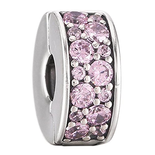 Pandora Clip / Stopper Silber "Pave-Glanz" rosa 791817PCZ