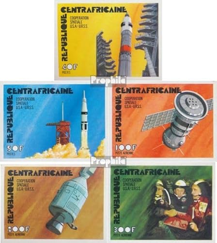 Prophila Collection Zentralafrikanische Republik 401B-405B (kompl.Ausg.) ungezähnt postfrisch ** MNH 1976 Raumfahrtunternehmen Apollo Sojus (Briefmarken für Sammler) Weltraum