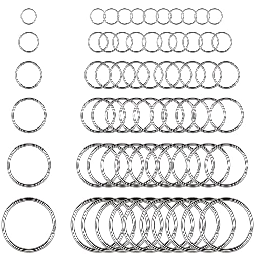 Augshy 60 Stück Schlüsselring DIY Schlüsselanhänger Zubehör Runde Schlüsselringe für Schlüssel und Handwerk(12 mm,15 mm,20 mm,25 mm,28 mm,30 mm)