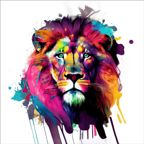 Pro-Art Glasbild Colorful Lion Head IV, 30x30 cm