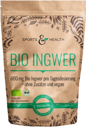 Ingwer Kapseln – BIO – 250 Kapseln - 600mg pro Tagesdosierung - Vegan - Frei von Zusatzstoffen – Ingwer Kapseln Hochdosiert