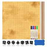 Dungeon Grid Game Mat 50x50cm Trockenlöschmatte für DND Zubehör mit 4 Trocken Abwischbare Marker 7 Würfel 1WhiteboardRadierer für Kriegsspiele Brettspiele Accesorie