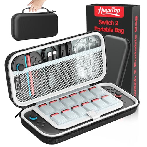 HEYSTOP Tasche Kompatibel mit Nintendo Switch 2 Konsole, Switch 2 Tragetasche Reisetasche Hülle mit großem Fassungsvermögen mit 12 Spielkartenfächern Kompatibel mit Nintendo Switch 2 Zubehör