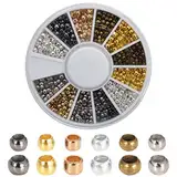 720 Stück Quetschperlen Set, 2 mm 2.5 mm Mixed Tube Crimp Perlen, Gemischte Rondelle Perlen Lose Perlen Spacer mit Aufbewahrungsbox für Schmuckherstellung Ende Kappe Armbänder Halsketten, 6 Farben