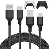 MENEEA 2 Pack 10FT Ladegerät Ladekabel für PS5 Controller/für Xbox Series X/Xbox Series S Controller, Ersatz Ladegerät Kabel Nylon Geflochten Type-C Ports Zubehör für Nintendo Switch