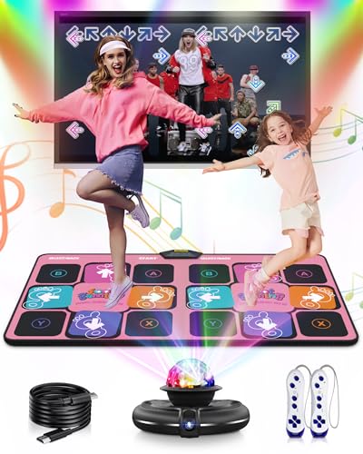 Acelufly Tanzmatte Spielzeug für Mädchen - Elektronische Wireless Dance Pad für TV mit Kamera & Wireless Handle, Familie Party/Geburtstagsgeschenk für 4 5 6 7 8 9 10 11+ Jahr alte Kinder