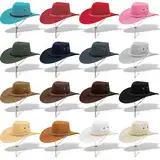 16 Stück Western Cowboyhüte Paket für Damen & Herren [Breitkrempige Cowboys Hüte] – Verstellbarer Kinnriemen, 16 Farben für Cowgirl Party Kostüm, Karneval, Country Hochzeiten, Westernparty Kostüm, Okt