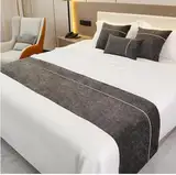 JANEMUA Bettläufer & Schals Chenille Bettläufer Und Passende Kissen, Hotel Und Gästehaus Bett Endtuch, Moderne Einfache Bettdecke, Weiche Bettschal-Grey||240X50cm for 1.8m Bed