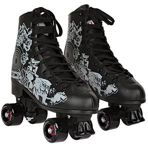 Rollschuhe/Discoroller von FunTomia in Größen 30-44 - Rollerskates Disco Roller Skate Indoor Outdoor (38, schwarz)