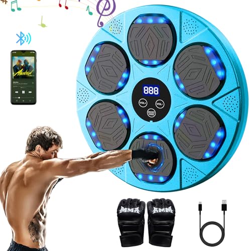 Music Boxing Machine,Bluetooth Elektronischer Musik Boxmaschine mit Boxhandschuhen,9 Geschwindigkeitsmodi Musik Boxing Machine,LED Elektronische Music Boxing Machine Für Erwachsene und Kinder
