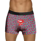 WKAYsIV Herren Unterhosen Gr. 7 im Valentinstag-Stil, rote Blase, besondere Liebesrose, mittlere Taille Herren Boxershorts Stretch (Watermelon Red, S)