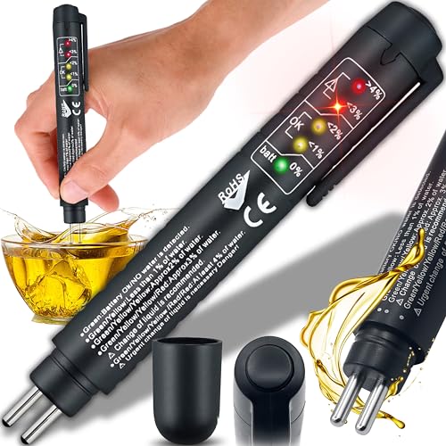 Retoo DOT 3/4/5 Bremsflüssigkeitstester, Bremsflüssigkeitsprüfer mit 5 LED Anzeige für Auto Fahrzeug, Prüfgerät für Bremsflüssigkeiten, Brake Fluid Tester, Ölerkennung, DOT3, DOT4, DOT5, Schwarz