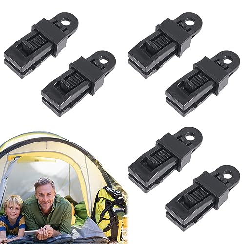 Planenclips,Zeltplanen Clips,Planenklammern,Hochleistungs Tarp Klammern,Befestigung Clips für Wohnwagen,Pavillon Clip,Pool Planen Clip, Markisen Clip,Multifunktion Krokodil Mund Clip,Schwarz,6 Stück