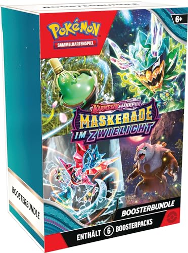 Pokémon-Sammelkartenspiel: Boosterbundle Karmesin & Purpur – Maskerade im Zwielicht (6 Boosterpacks)