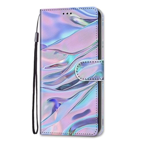 Nadoli Handyhülle Leder für Xiaomi Redmi 12C,Bunt Bemalt Fluoreszierend Wasser Trageschlaufe Kartenfach Magnet Ständer Schutzhülle Brieftasche Etui