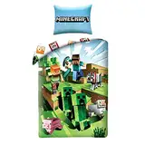 Halantex Minecraft Bett Set Kakteen die rennen Cactus Baumwolle Bettbezug 140x200cm Und Kissenbezug 70x90cm Original