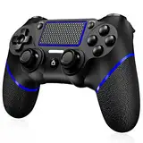 Shiptree Wireless Controller für PS-4, Game Controller Kompatibel mit P4/Slim/Pro/PC, mit Dual Vibration/6-Achsen Gyro/Hochpräzises Touchpanel/Audio Jack, 360°-Joystick Präzise Kontrolle - Blau