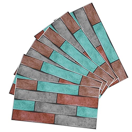 ANKROYU 6pcs 3d Ziegelmaueraufkleber wasserdichte selbstklebende abnehmbare PVC Tapetenabziehbilder Haus für Küche Badezimmer Wohnzimmer Schlafzimmer Büro Europäischer Stil