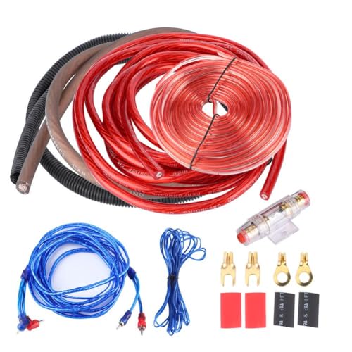 KSTE Subwoofer Cable, Subwoof Verstark, Audio Verstark, Car Subwoofer Wire Kit, 4 Guage 2800W Car Audio Subwoofer-Verstärker-Lautsprecher-Installation Wire Cable Kit Fuse Anzug