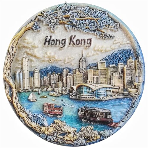 Hongkong China 3D-Kühlschrankmagnet, Souvenir, Geschenk, Kunstharz, handgefertigt, Hongkong-Kühlschrankmagnet, Heim- und Küchendekorationssammlung