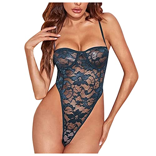 Sexy Slip BH Strumpfband Höschen Gürtel Set für reizvolle Damen-JumpSuiten Sexy Dessous Damen Set Mit Strapse(Grün,XL)