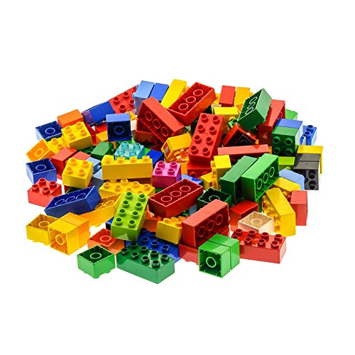 130 Teile bzw. 1 kg Lego Duplo Steine 100 x 4er 2x2 Noppen und 30 x 8er und 2x4 Noppen bunt gemischt