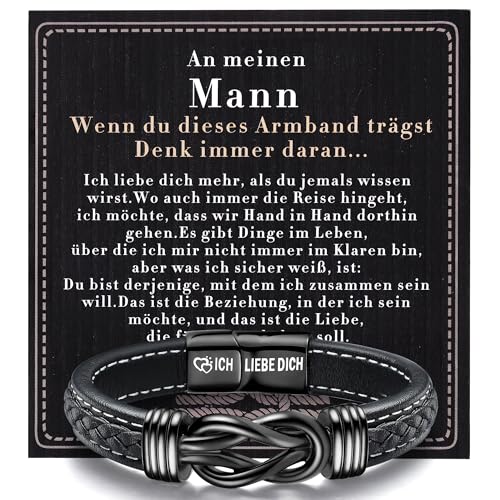 YADOCA Armband Männer Ich Liebe Dich Geschenke für Herren Lederarmband Geschenk Ehemann Weihnachten Geschenk für Freund Jahrestag Geschenk für Ihn Hochzeitstag Geschenke für Männer zum Valentinstag