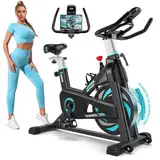 Riksion Heimtrainer Fahrrad mit Magnetwiderstand, Indoor Fitnessbike Hometrainer, Spinning Bike Indoor bis 160 kg belastbar, Schwere Schwungmasse und Ergonomisches Sitzpolster