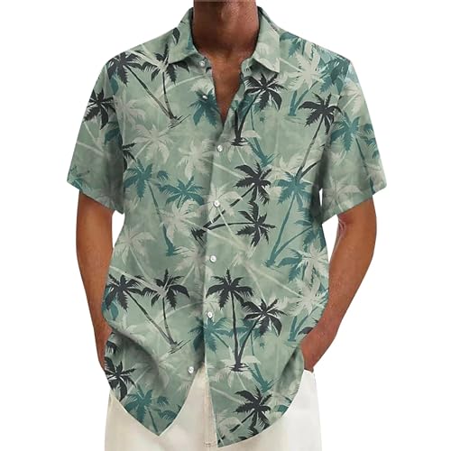 Generisch Leinenhemd Herren Hemd Kurzarm Herrenhemd Freizeit Sommer Hemden Basic Beach Shirt for Männer Hawaiian Hemd Herren Geeignet für Frühling und Sommer