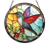 Farbenfroher Kolibri-Fensterbehang, Kolibri-Dekorationen für den Innenbereich, Blumen, Acryl, Wandkunst, Dekoration für Schlafzimmer, Büro, Garten, Wanddekoration, Innenfensterdekoration, Geschenk für