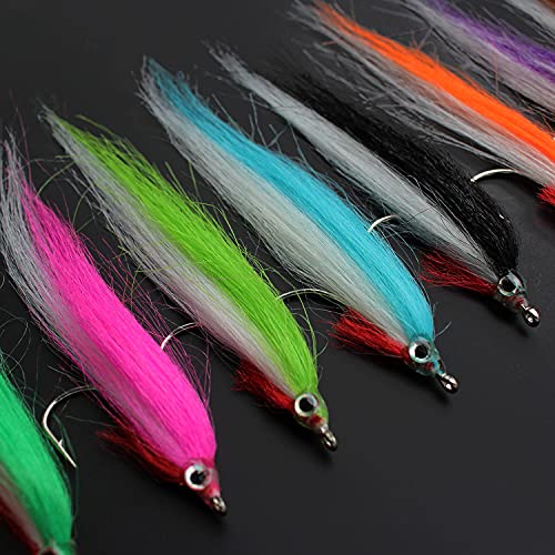 Tigofly 20 Stück 1/0 4 cm UV-Farben High Carbon Haken Polar Fry Lachs Forelle Meer Barsch Steelhead Elritze Hecht Fliegenfischen Fliegenköder-Set