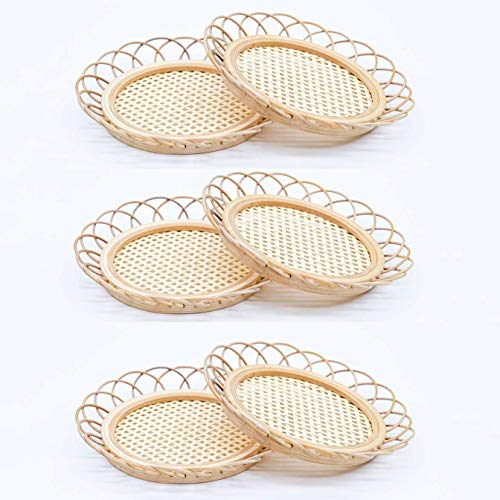 6 Stück Bambus-Rattan-Untersetzer im Boho-Stil, gewebtes Korbgeflecht, Retro, rustikal, für Kaffee und Getränke, Tischsets für Zuhause, Tischdekoration