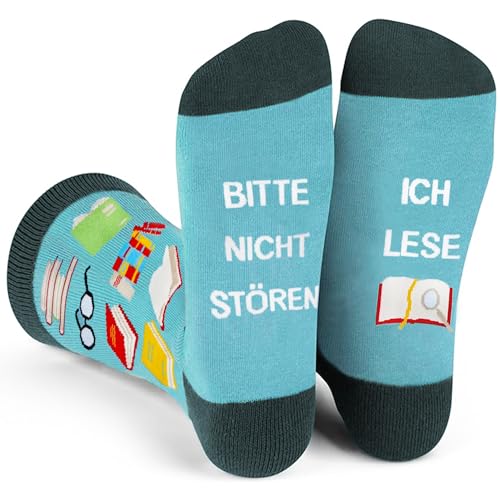Piroo Lustige Geschenke für Frauen Leseratten Socken Damen Geschenk Frau Geburtstagsgeschenk Geschenkidee Lehrer Buchliehaber Tochter Teenager Bitte nicht stören Ich lese