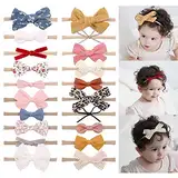 20PCS Baby Mädchen Haarbänder Haarschleifen Nylon Baumwolle Leinen Haarbänder Handmade Haarschmuck für Neugeborene Kleinkind Kleinkinder Mädchen und Kinder 3.5Inches