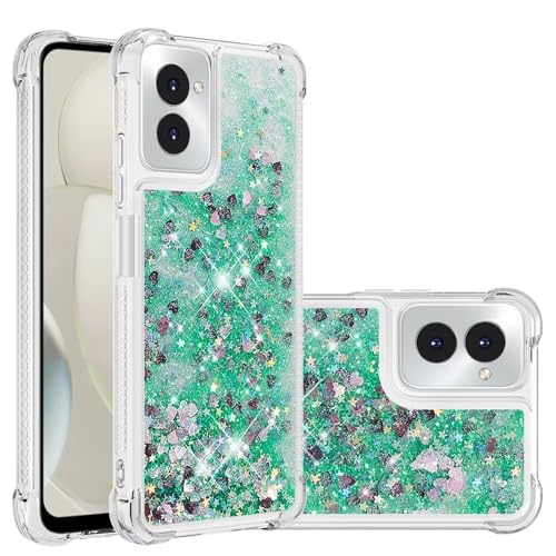 Nadoli Glitzer Treibsand Hülle für Motorola Moto G Power 5G 2024,Silikon Stoßfest Handyhülle Transparent TPU Bumper Schutzhülle Flüssig Durchsichtig Quicksand Case