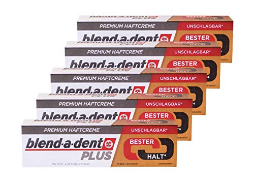 5x 40g blend-a-dent PLUS Premium Haftcreme - Geschmacksneutral - Duokraft